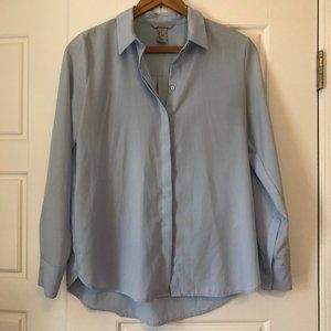 Silky light blue work blouse